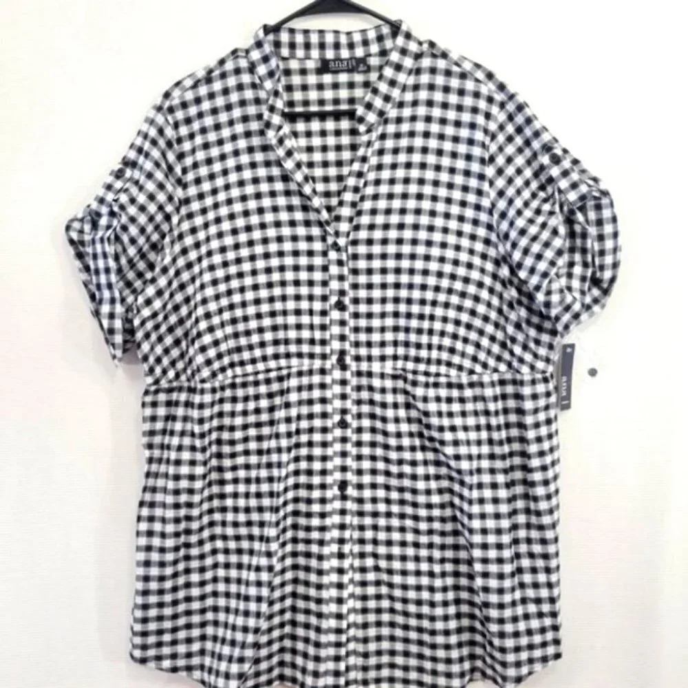 NEW‎ A.n.a Plaid Cotton Casual Button Down 2X